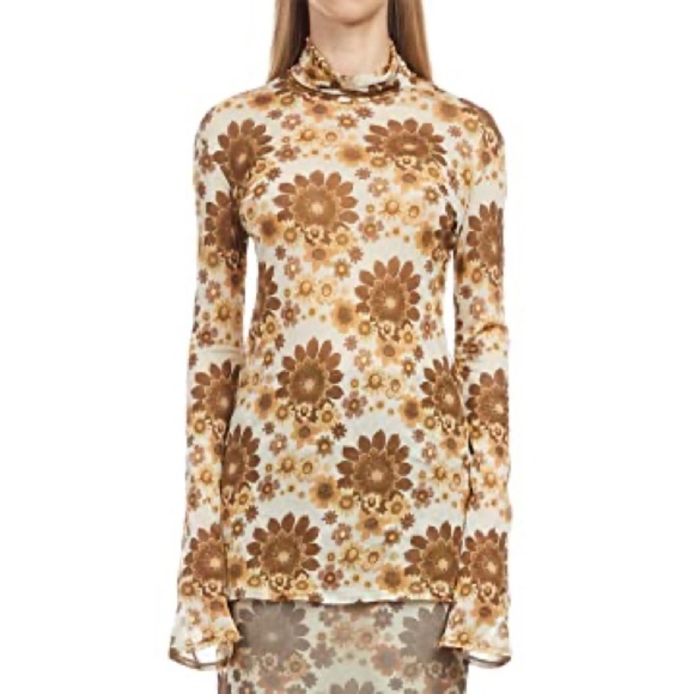 KWAIDAN Editions Vintage Print Long Sleeve Viscose Layering Floral Top